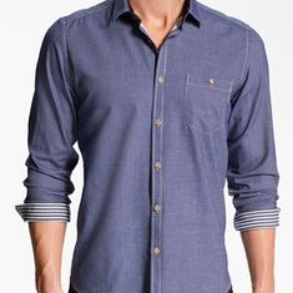 Ted Baker London Corduroy Elbow Cotton Shirt sz 4